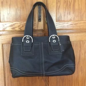 💝 Coach Black Leather Large Tote